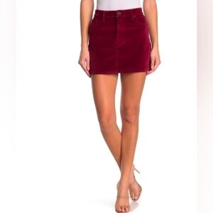 ❤️ HUDSON JEANS THE VIPER RED VELVET MINI SKIRT, OXBLOOD, 8 (29)